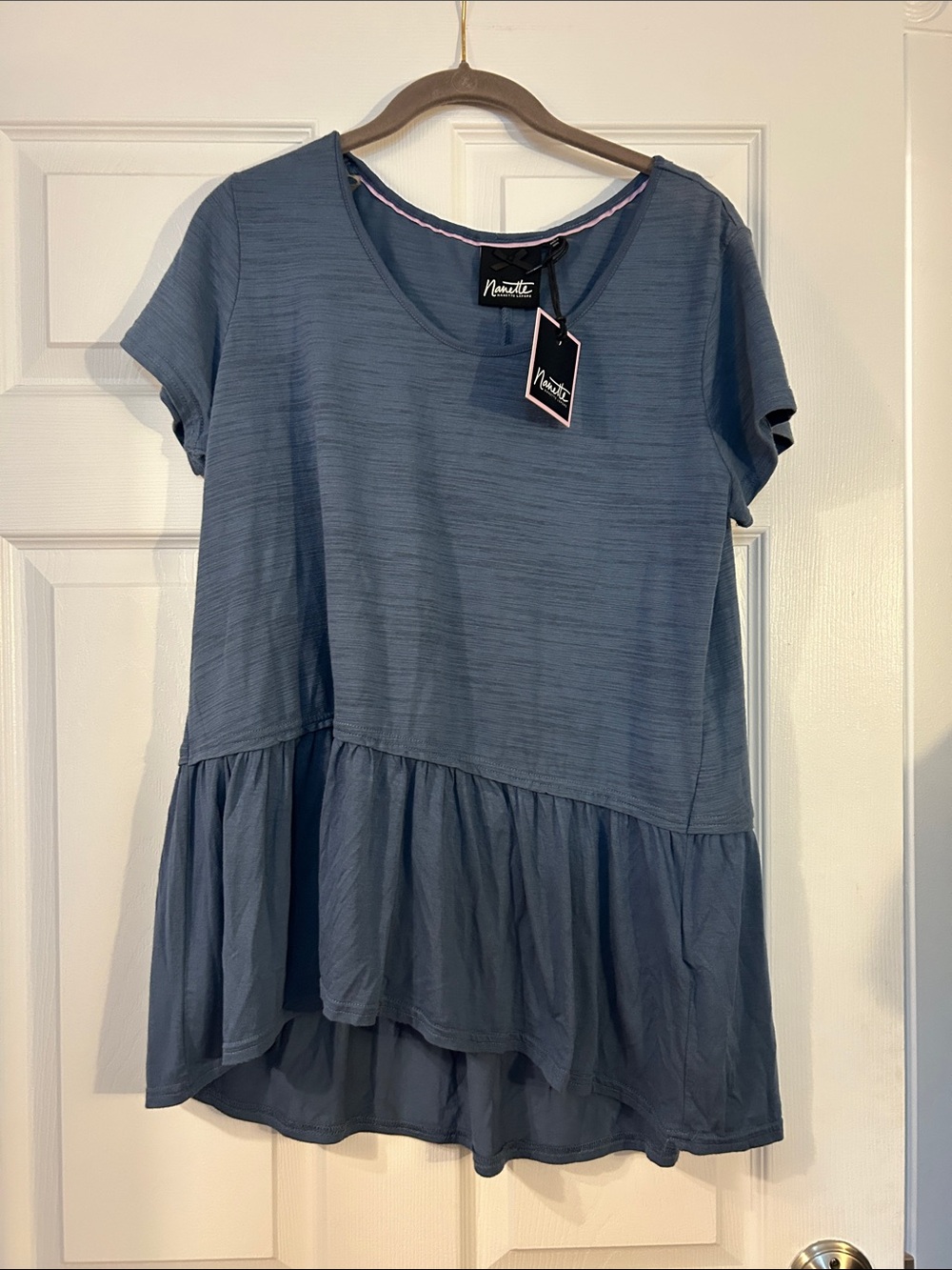 Nanette Lepore Blue Short Sleeve Peplum Top - NWT